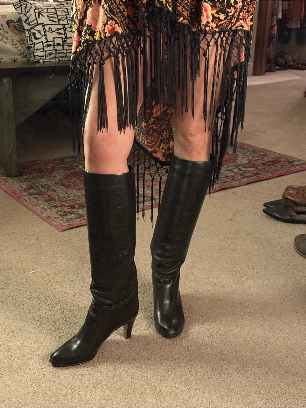 New without box Hana Mackler Genuine Leather Italian Braided Knee High Boots 8.5